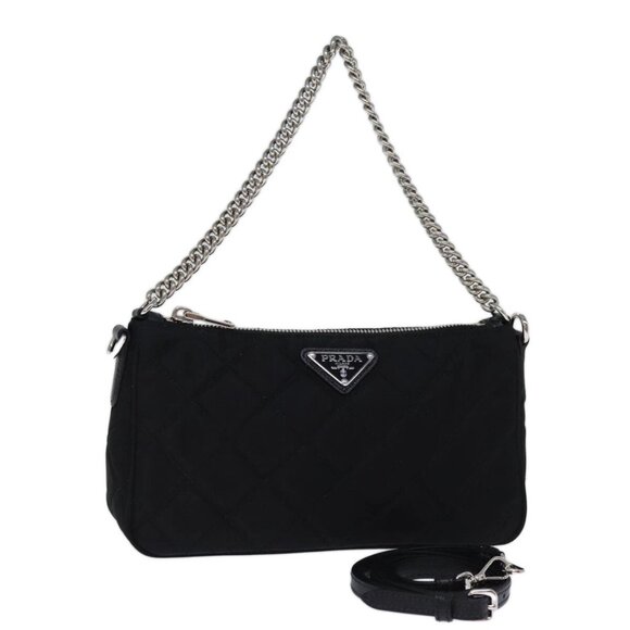 PRADA Chain Shoulder Bag Nylon 2way Black Auth - Picture 1 of 16